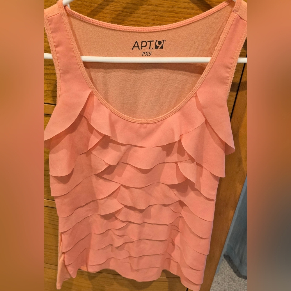 APT. 9 Women's Peach Ruffle Top, PXS, Like New